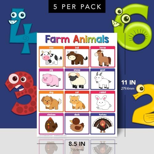 FoldCard Farm Animals Chart Educational Poster 8.5x11 5pk - Image 2
