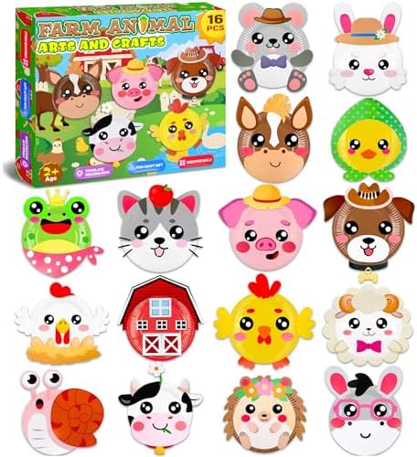 16 Pack Arts and Crafts for Kids Toddler DIY Animal Paper Plate Art Gifts by MDCGFOD