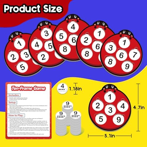 Math Games for Kids, Math Manipulatives Kindergarten Preschool Counting Toys, Ten Frame Set Addition and Subtraction Flash Cards Matching Bingo Number Games Homeschool Classroom Must Haves - Image 6