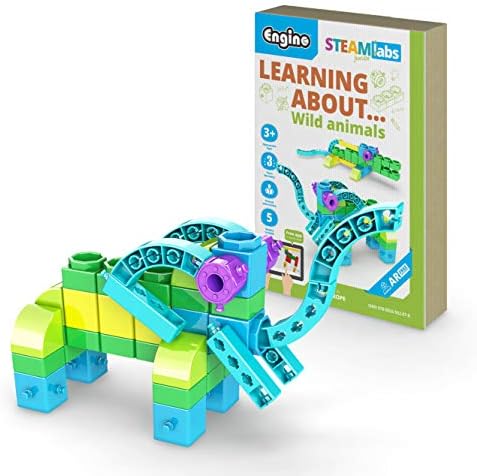 Engino STEAM Labs, Learning About Wild Animals, Construction Toys for Ages 3+, Building Blocks, STEM Kit for Girls & Boys, Preschool Educational Toys (5 Models) by Engino