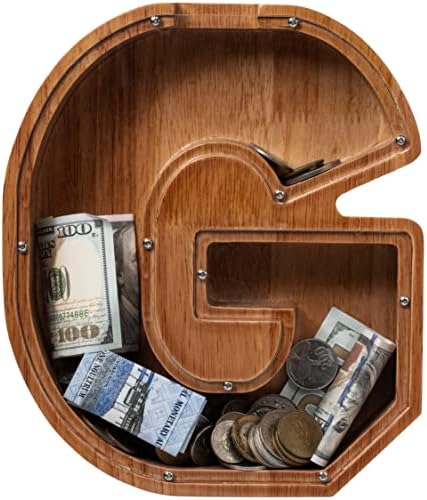 ladenk 12 Inch Extra Large Wooden Kids Letter Piggy Bank - Piggy Bank for Boys Girls - Initial G Bank - Alphabet Money Bank for Birthday by Ladenk