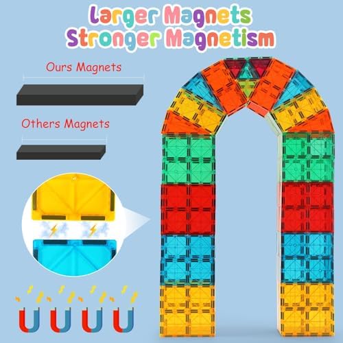 OugerToy 64 PCS Magnetic Building Tiles for Kids Ages 3-9 - Image 3