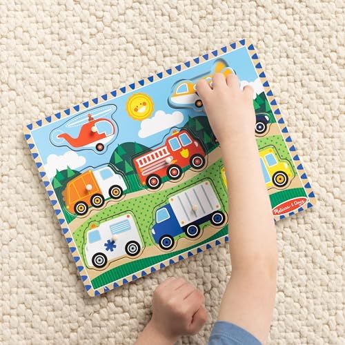 Melissa & Doug Vehicles Wooden Peg Puzzle (8 pcs) - Image 2