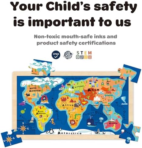 World Map Jigsaw Puzzle for Kids Ages 4-6, 24 Piece - Image 3