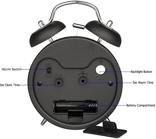 Peakeep 4 Inches Twin Bell Loud Alarm Clock for Heavy Sleepers - Image 5