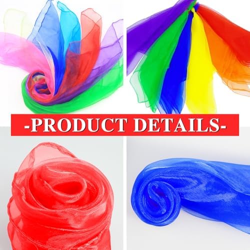 HKACSTHI Kids Juggling & Dance Scarves - Magic Trick Silk Scarves for Play, Music & Rhythm, 24 x 24 inch - Image 3