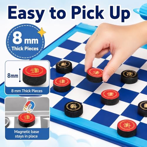 TRAVOFUN Magnetic Checkers Board Game | Travel Games for Kids 8-12 - Image 4