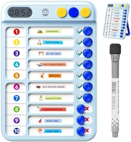 2-in-1 Digital Timer with Chore Chart for Kid 21PCS Magnetic Schedule Board by Home