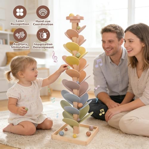 Joyreal Wooden Marble Run for Kids 3-5 4-8, Montessori Music Tree Toys - Image 5