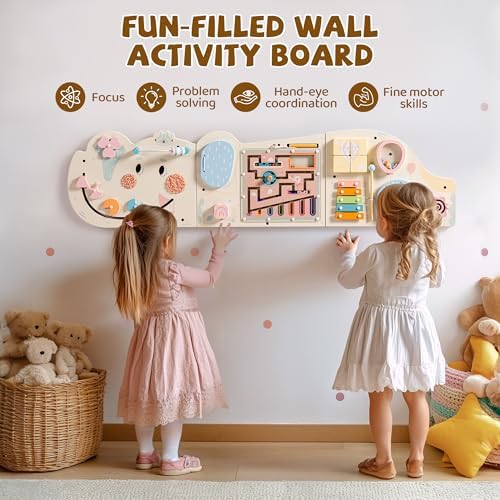 ROBUD Elephant Montessori Busy Board, Activity Wall Busy Board, Beige - Image 5