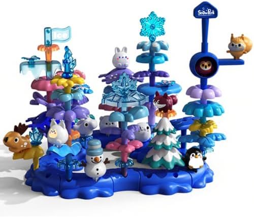 ICY World Building Toys for Girls & Boys Age 3-5+, 79 PCs Large Block Arctic Animals Set with 10 Figures (Snowman, Penguin, Bear), Creative STEM Learning Gift for Kids (ICY-World-L2 by SUPUZZ