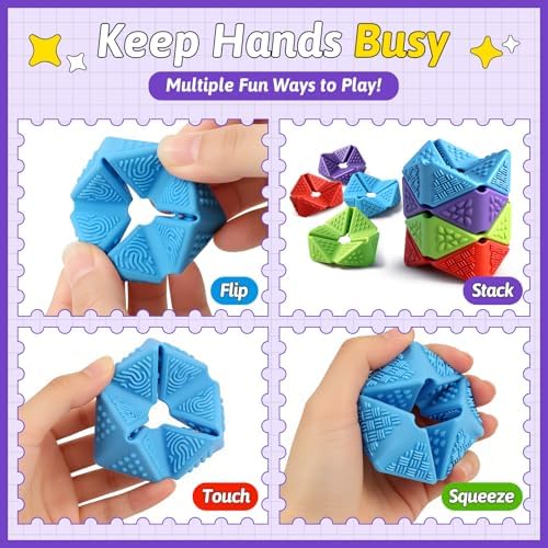 4PCS Sensory Flip Cube Fidget Toys, Quiet Fidget Toy for Kids & Adults - Image 4