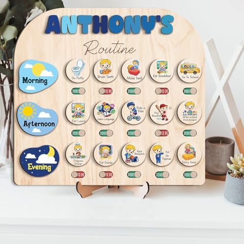 TinyKidz Daily Routine for Toddlers 13x14", Kids Checklist Board, Daily Responsibility Chart for Boys Girls, Wooden Routine Chart for Kids - Image 6