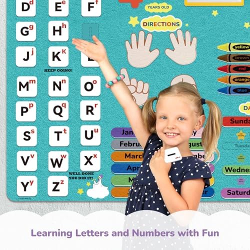 CHEFAN Alphabets Letters and Numbers Felt Board Pieces, 36 * 27 inches, Toddlers ABC Learning Toys, Uppercase Lowercase, Classroom Educational Learning Play Kit Wall Hanging Gift for 3 Years + - Image 4