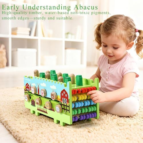 Wooden Activity Cube Montessori Toys for 1.5+ Year Old Boys Girls | Hammering Pounding Toys with Abacus, Educational Activities Toys with Xylophone (Crocodile) - Image 3
