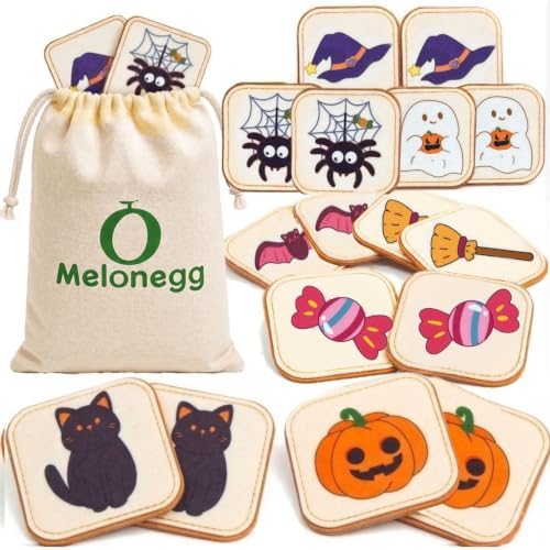 Felt Matching Game for Toddlers, Halloween Montessori Toys Travel Toys for 1-3 Memory Flash Cards for 2 3 Year Old, Soft Safe Preschool Educational Gifts for Boys Girls by Melonegg