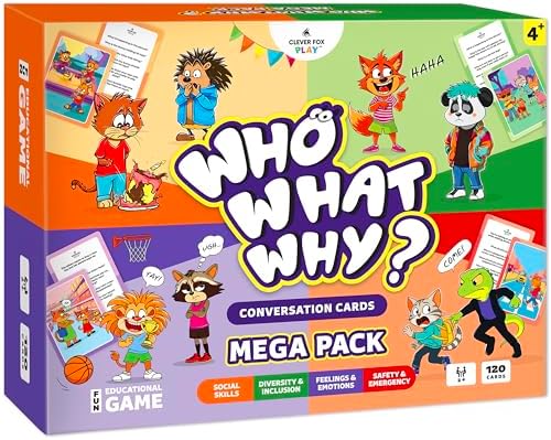Who What Why Mega Pack Conversation Cards, Speech Therapy Game, Ages 4+ by CleverFoxPlay