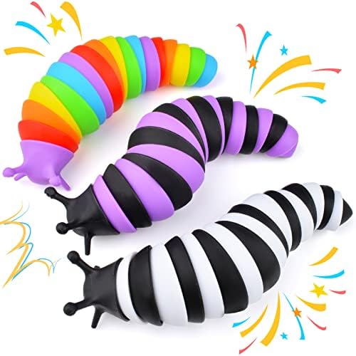 Cevioce Fidget Slug Toy 3Pcs Autism Sensory Toys for Autistic Children Airplane Car Travel Essential Toys Gifts for Kids Toddlers Girls Boys Slug Fidget Toys for Kid Adult Easter Basket Stuffers by Cevioce