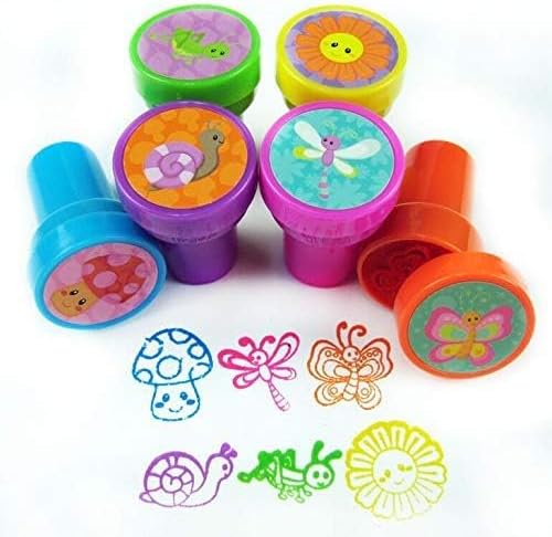 TINYMILLS 24 Pcs Spring Flowers Butterfly Stampers for Kids Garden Birthday Party Tea Party Favors Fairies Party Favors Pinata Fillers Goody Bag Stuffers Classroom Rewards Carnival Prizes