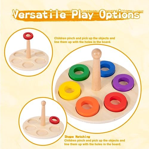 Adena Montessori 6-Ring Rainbow Stacker, 12m+ - Image 4