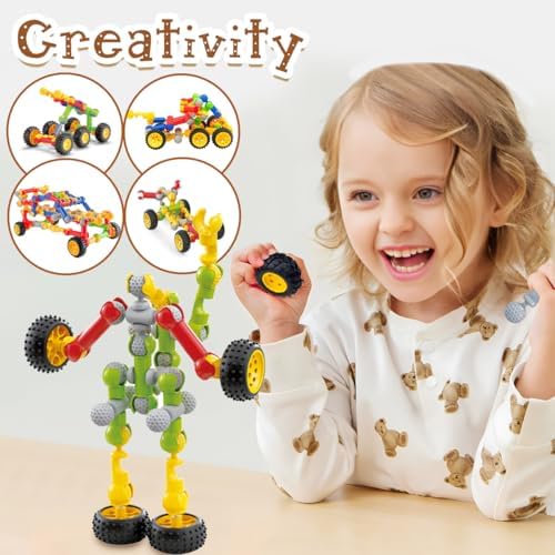 KUTOI Stem Building Blocks Set - 167 Pcs With Wheels - Ideal for 5 Year Old Boys and Girls - Educational and Creative Building Games - Image 4