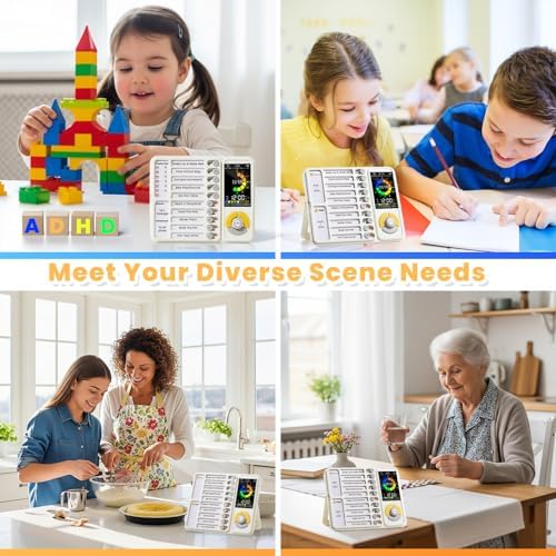5 IN 1 Visual Timer for Kids/Adults with Chore Chart, ADHD Tools 12/24H Silent Task Timer and Pomodoro Timer, ADHD & Autism Sensory Products, Visual Schedule for Kids Back to School Supplies Off-white - Image 6
