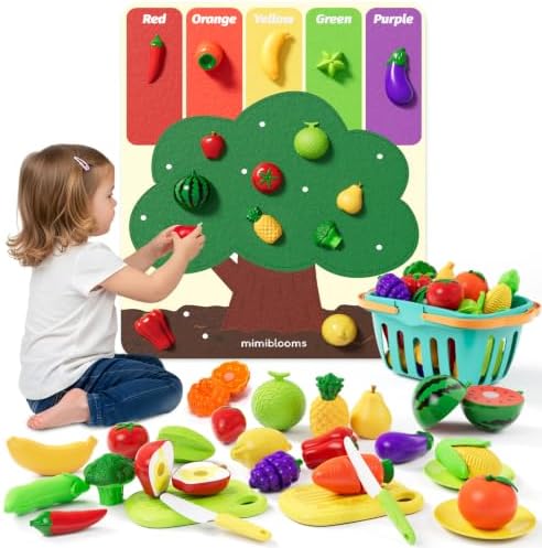 Color Sorting Play Food Set with Cutting Fruits&Felt Tree Mat by Unknown