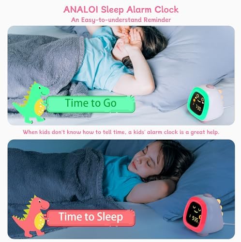 ANALOI Alarm Clock for Kids, Kids Alarm Clock Ok to Wake Cute Night Light for Bedroom, Toddlers Sleep Training Clock Stay in Bed, Dinosaur Birthday Gift for Kids Boys Girls - Image 5