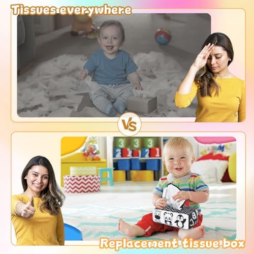 Yeeeasy Baby Tissue Box Toy, High Contrast Sensory Toy for 3-6 Months - Image 2