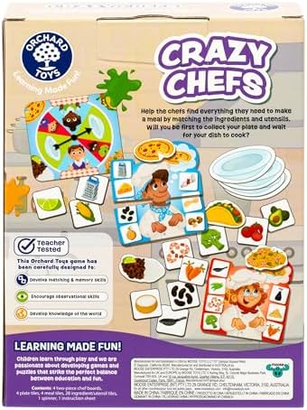 Orchard Toys Crazy Chefs Game - New Art, Help The Crazy Chefs Gather Their Ingredients & Utensils to Prepare a Delicious Meal, The Player Whose Dish is Ready First Wins, Ages 3-6, for 2-4 Players - Image 4