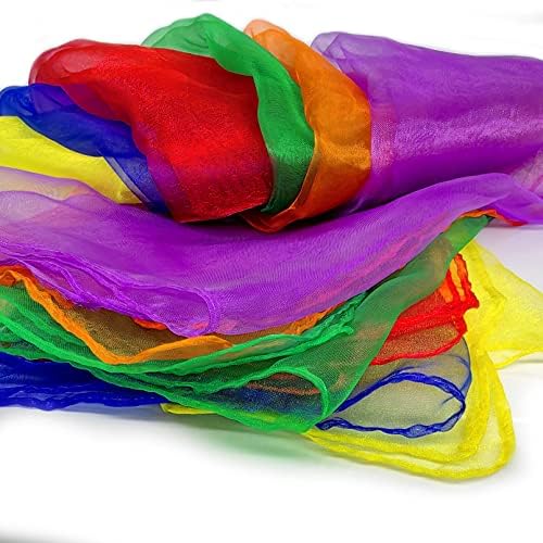 AIVIAI Juggling Scarves for Kids Play 24 Pcs Dance Music Scarfs Colorful Silk Actives Scarves Rhythm Band Scarves for Toddlers Children Movement(6 Colors) - Image 6