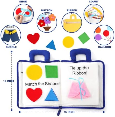 Jollybaby Soft Busy Books Sorting Toy for 18 M+ Baby Travel - My Quiet Book - Image 5