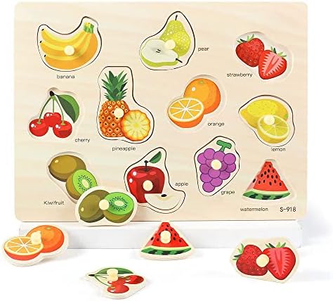 GRINNNIE Wooden Peg Puzzle for Toddlers 3 4 5 Years Old, 4 PCS Montessori Educational Learning Puzzles Set-Numbers, Letters, Animals and Fruits, Great Preschool Gifts for Girls and Boys - Image 5
