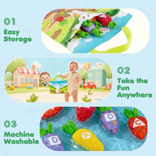 Montessori Toys for 1 Year Old, My First Carrot Garden Baby Toy with Color Sorting, Crinkle & Rattle, Fine Motor Skills, Educational Sensory Toys for 1 2 3 Year Old Boy Girl Gifts Birthday - Image 6