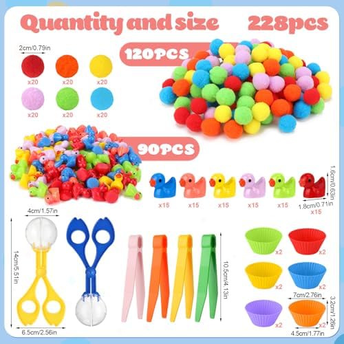 228 Pcs Colorful Sensory Bin Filler Fine Motor Toys Counting Sorting - Image 2