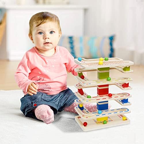 Wooden Marbles Run Ball Drop Toys 8-Tier Rolling Tower Toys with 16 Balls Ramp Whirling Game Ball Tower Educational Learning Toys for Gifts 3 4 5 6 7 8 Years Toddler Boys Girls - Image 6