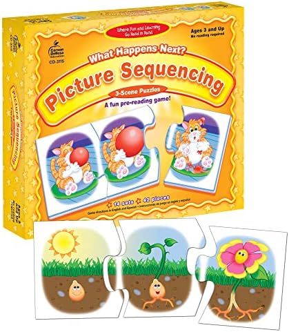 Carson Dellosa What Happens Next? Picture Sequence for Kids Games, 3-Scene Sequencing Puzzles, Pre-Reading and Phonics Preschool Learning Activities for Toddlers Ages 3+ by CarsonDellosaEducation