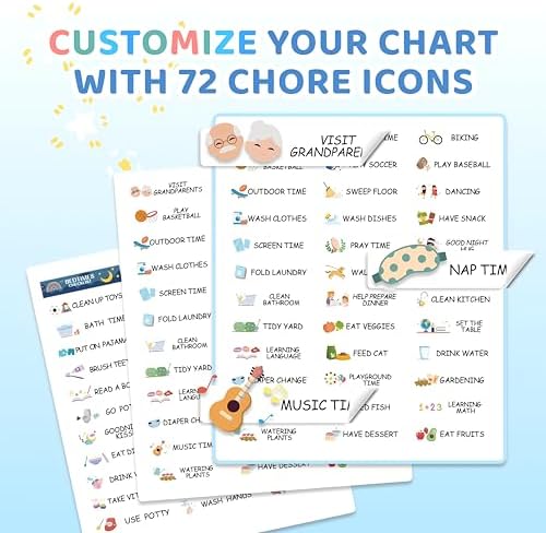 3 in 1 Bedtime/Morning/Weekly Astronaut Routine Chart for Kids, Magnetic Chore Chart for Toddlers, Visual Schedule for Kids Toddlers Schedule Board for Home - Image 4