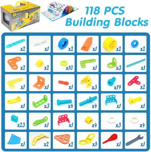 keefun STEM Toys for 4 5 6 7 8+ Year Old Boy Girl Birthday Gift, Building Toys for Kids Ages 4-8 6-8 4-6 Blocks Sets Stem Kits 5-7 4-7 3-5 Educational Learning Construction Engineering Car Truck Games - Image 6