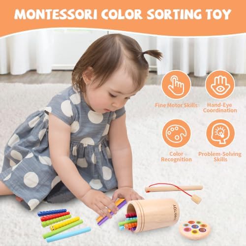 Montessori Toys for 2+ Year Old, Magnetic Fishing Game Color Sorting Toys - Image 3
