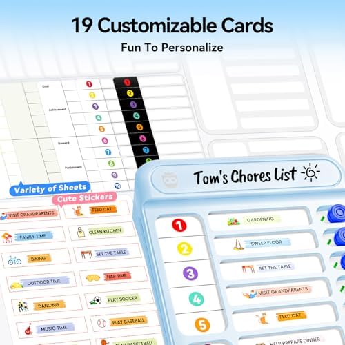 Magnetic Chore Chart Board with Sliders 19 Personalizable Sheets and Marker, Magnetic Fridge Whiteboard for Checklist Chore Chart for Multiple Kids, Daily Routine Chart for Habit Tracker - Blue - Image 3