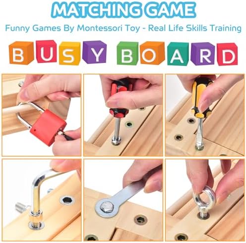 Montessori Screwdriver Board -Lock and Key Toy Set for Kids, Storage Wooden Tools Preschool Toys for 3 4 5 +Year Old, Fine Motor Skills Toys - Image 4