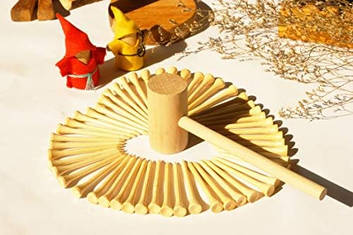 Hammering and Pounding Toys for Kids Include 1 Wood Hammer and 30 Bamboo Nails Improve Fine Motor Skills Friendly Natural Wooden Educational Montessori Toy for Childs DIY Birthday Gift for 4+ - Image 3