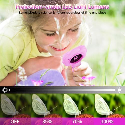 Microscope for Kids, Kids Microscope with Sample Slide, Educational Science Kit, Macro Fixed Focus Kid Mini Microscopes 500x Magnification, 32GB SD Card Include(Purple) - Image 7