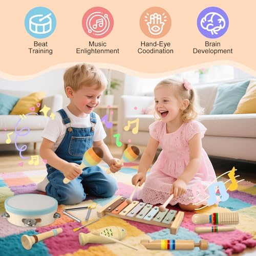 Baby Montessori Musical Toys, Boho Xylophone Percussion for Toddlers 1-3 - Image 3