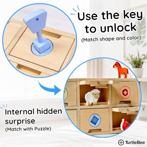 Montessori Toys for 2 3 4 5 Year Old | Lock and Key Toy for Toddlers | Fine Motor Skills Toy | Puzzle Board | Toddler Toys | Wooden Toy for 3+ Year Old | 12 Piece Set - Image 3