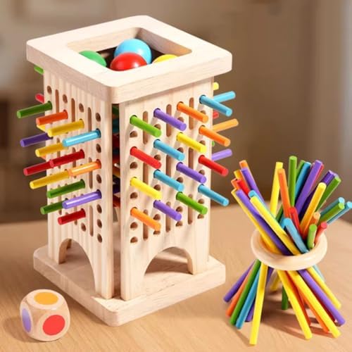 Toddler Wooden Stick Pulling Tower, Interactive Game for Family Game Night & Preschool Learning - Image 4
