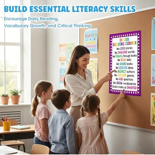 FaCraft Reading Posters for Classroom - Educational Poster Colorful Classroom Decorations for Elementary Motivational Reading Corner Bulletin Board Set for Preschool Kindergarten Homeschool Wall Decor - Image 2