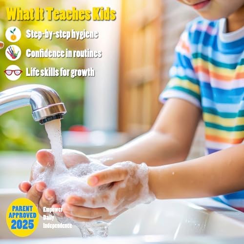 Washing Hands Chart Step by Step Laminated 9x12 Inch for Children Self Care Visual Chart Ideal for Special Needs and Autism (Washing Hands Chart - English) - Image 3