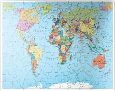 MyPuzzle Color World Map - Borders, Countries, Roads and Cities - Premium 100 Piece Jigsaw Puzzle for Adults by MyPuzzlecom